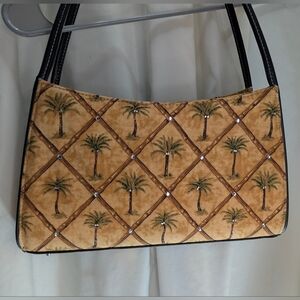 Palm Tree Patterned Tan Handbag